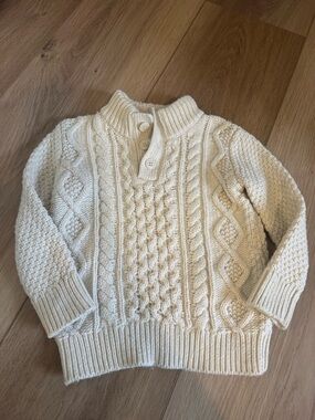 GAP Cream Sherpa-Lined Cable Knit Sweater
